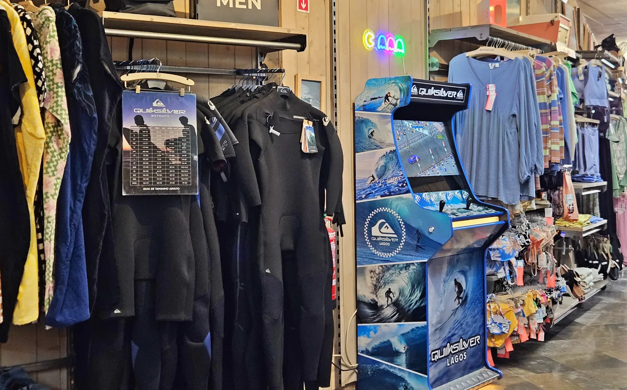 Clothing display at Quiksilver Lagos